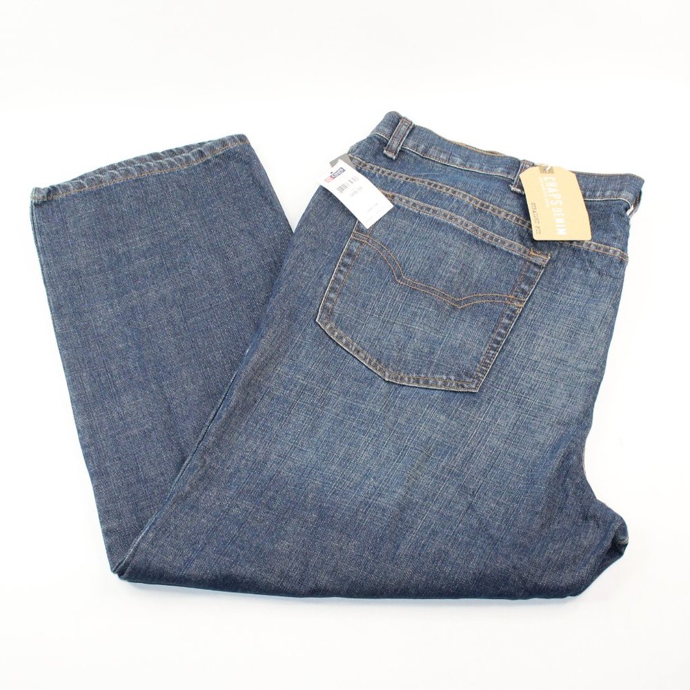 CHAPS Ralph Lauren Men's 50 X 30 Straight Fit Blue Jeans Denim Medium Wash - Picture 2 of 16